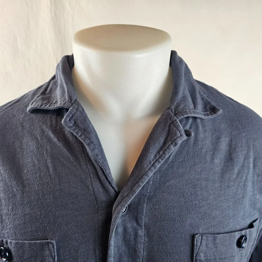 J Crew Shirt Mens Large Gray Garment Dyed Slub Cotton Button Up  Harbor Camp